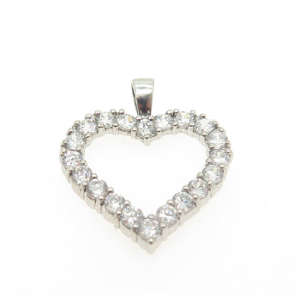 925 Sterling Silver Round-Cut C Z Heart Pendant