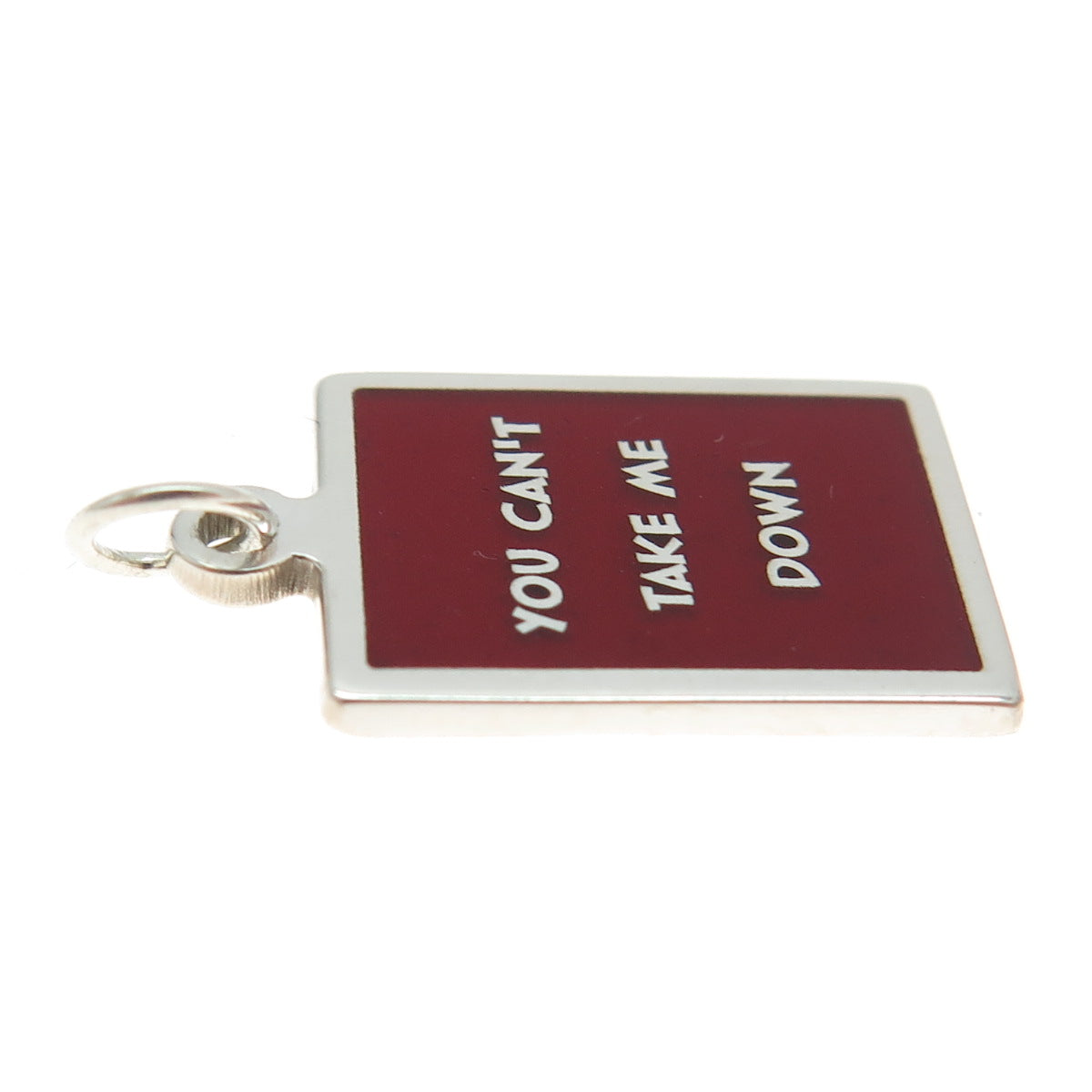 925 Sterling Silver Red Enamel "You Can't Take Me Down" Minimalist Charm Pendant