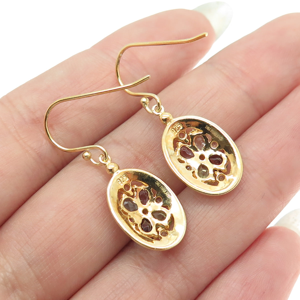 DEE BERKLEY Sterling Silver Gold Plated Topaz Amethyst Garnet Peridot Earrings