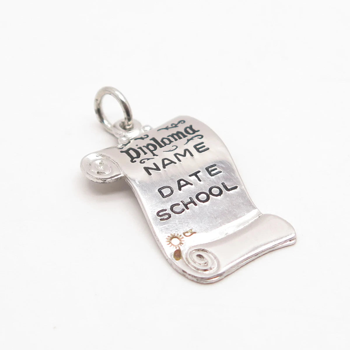 925 Sterling Silver Vintage Old Stock Enamel Diploma Pendant
