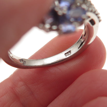 Chuck Clemency 925 Sterling Silver Real Tanzanite & White Topaz Ring Size 8.25