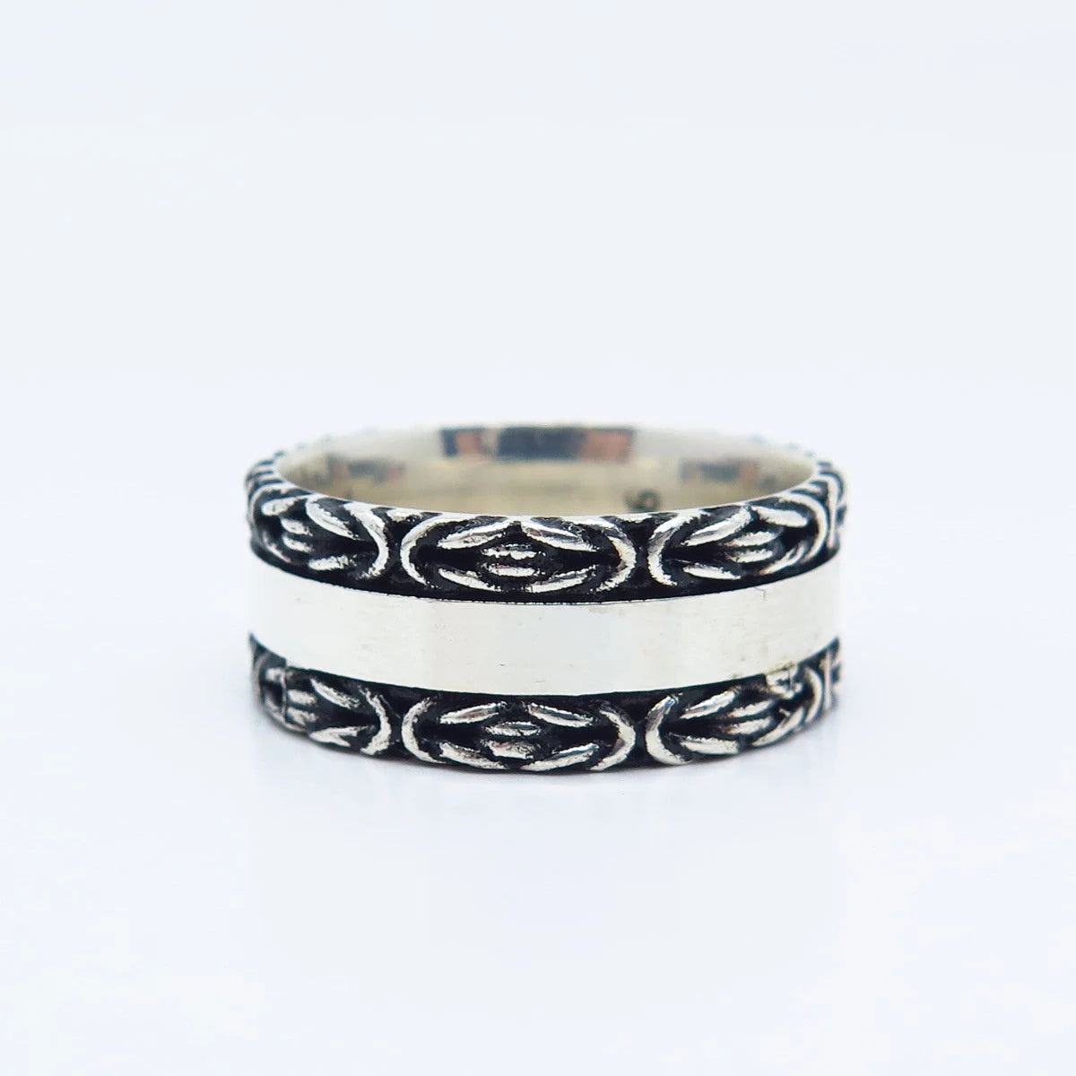 925 Sterling Silver Vintage Byzantine Band Ring Size 9.5