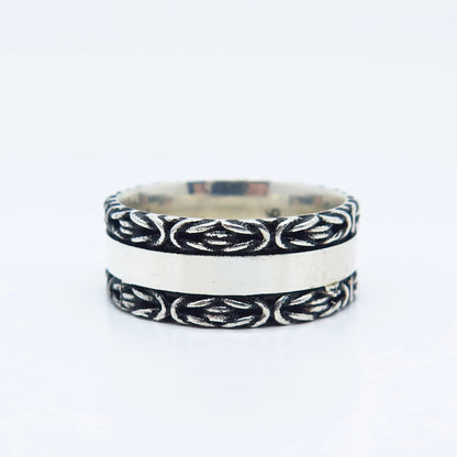 925 Sterling Silver Vintage Byzantine Band Ring Size 9.5