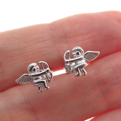 925 Sterling Silver Cupid Stud Earrings