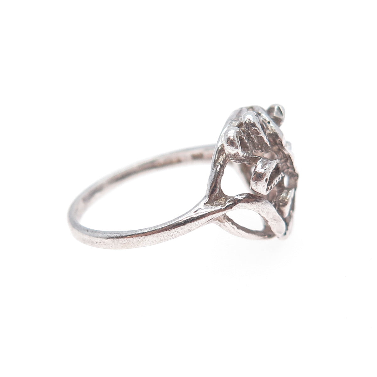 925 Sterling Silver Vintage Swirl Oxidized Ring Size 7