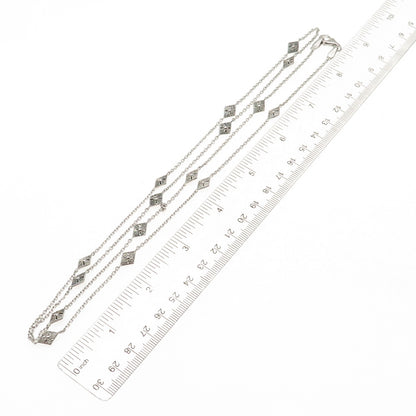 925 Sterling Silver Vintage Station By The Yard Cable Chain Necklace 36"