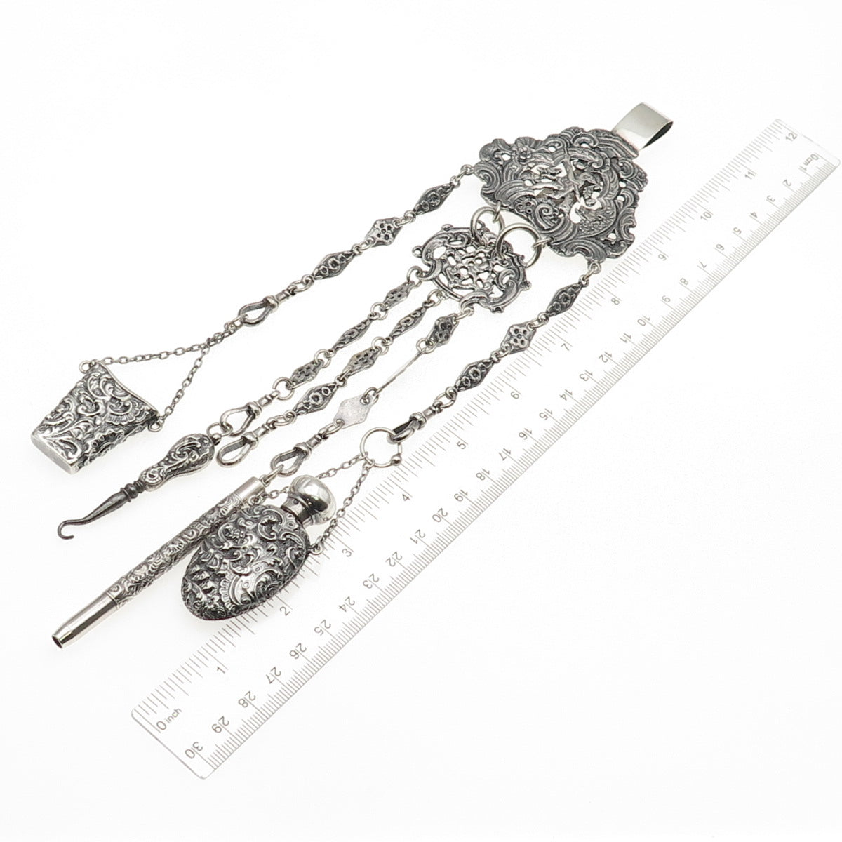 David & Lionel Spiers 925 Sterling Silver Antique 1889 Birmingham Chatelaine Fob