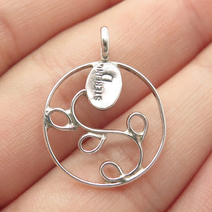 925 Sterling Silver Vintage Real Mother-of-Pearl Ornate Pendant