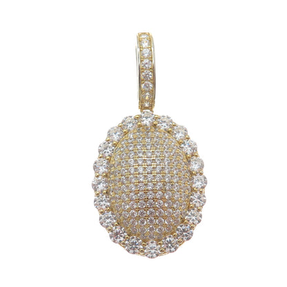 DESIGNS BY YAGI 925 Sterling Silver Gold Plated Round-Cut Shaped C Z Pendant