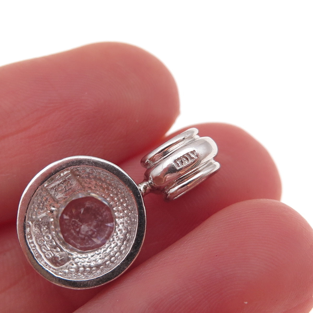 Itaor 925 Sterling Silver Italy Round-Cut C Z Charm Pendant