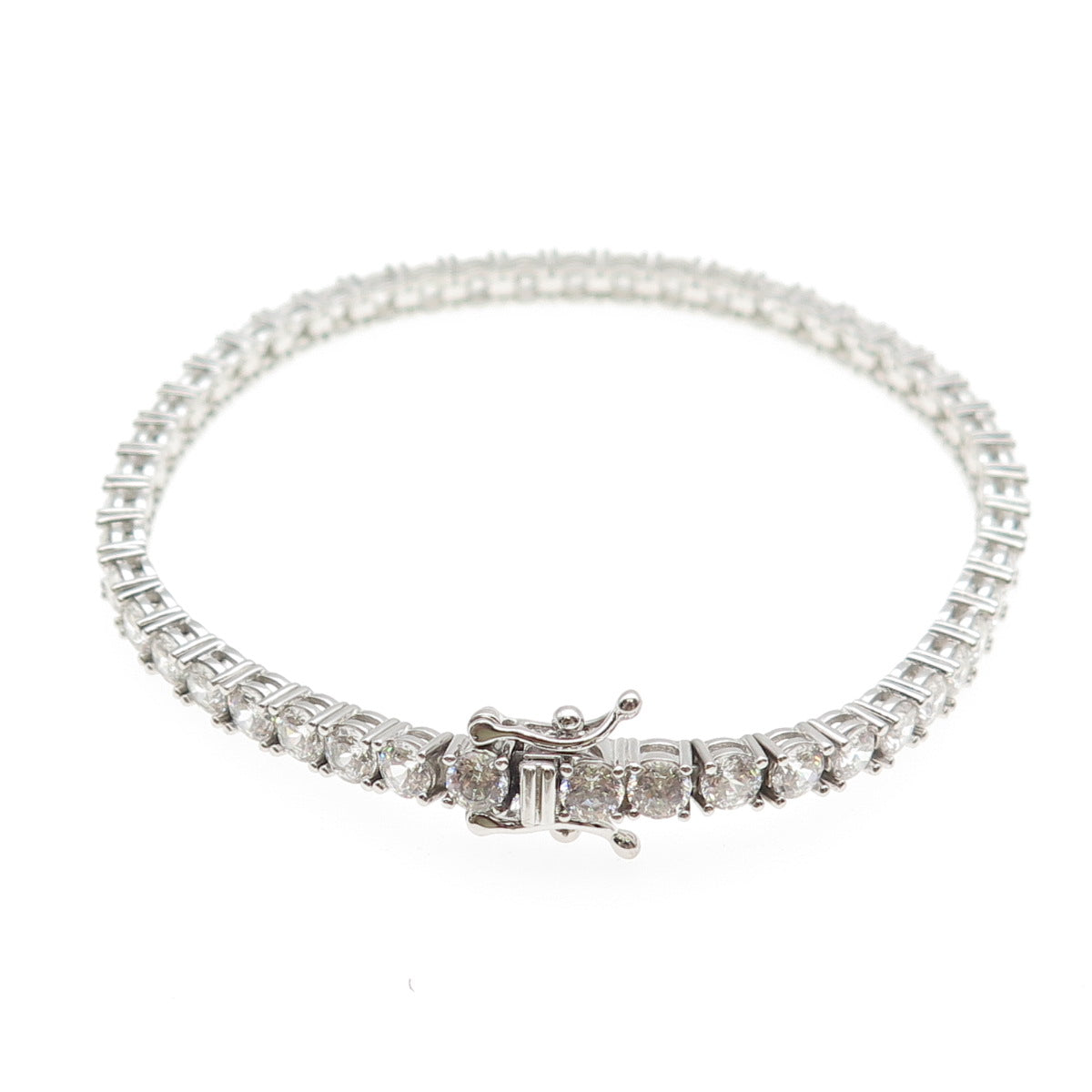 925 Sterling Silver Round-Cut C Z Tennis Link Bracelet 7.25"