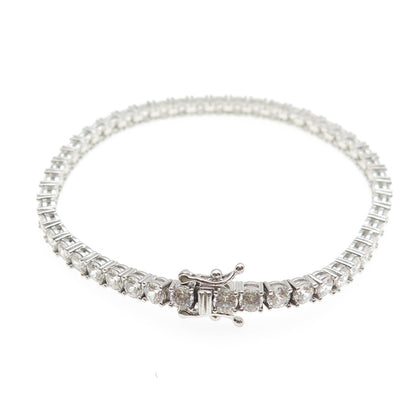925 Sterling Silver Round-Cut C Z Tennis Link Bracelet 7.25"