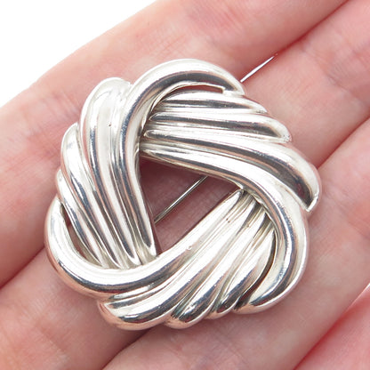 925 Sterling Silver Vintage CKC Twisted Trinity Knot Pin Brooch