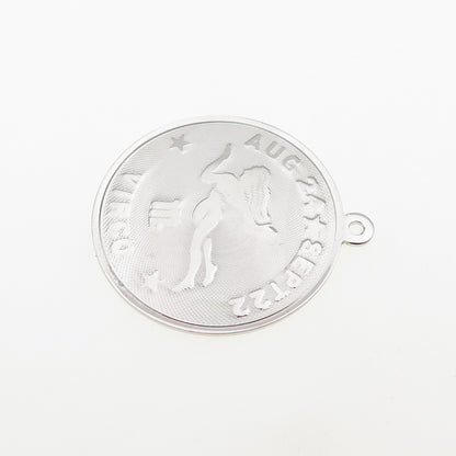 925 Sterling Silver Vintage Virgo Zodiac Sign Charm Pendant