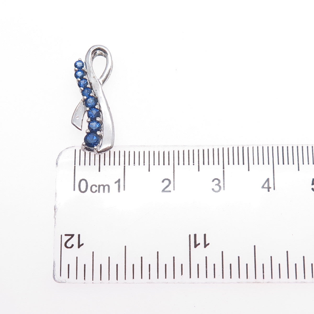 925 Sterling Real Topaz & Lab-Created Sapphire Dual Sided Ribbon Slide Pendant