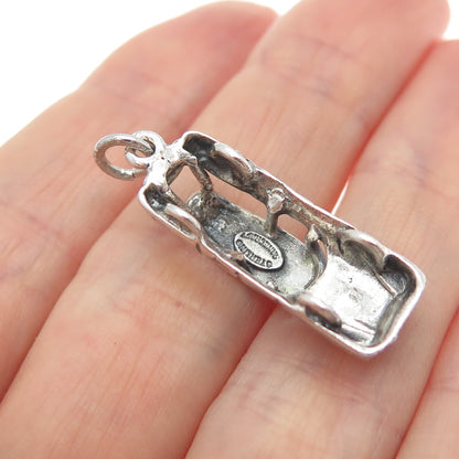 DANECRAFT 925 Sterling Silver Vintage Retro Car Oxidized 3D Charm Pendant