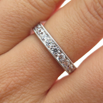 925 Sterling Silver Round-Cut C Z Half Eternity Band Ring Size 7