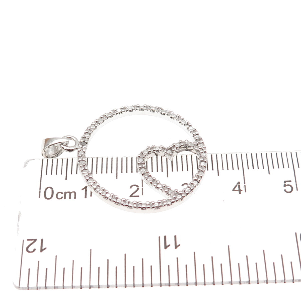 925 Sterling Silver Real Diamond Accent Heart Circle of Life Charm Pendant