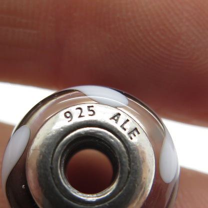 PANDORA 925 Sterling Silver Murano Glass White & Black Branches Bead Charm