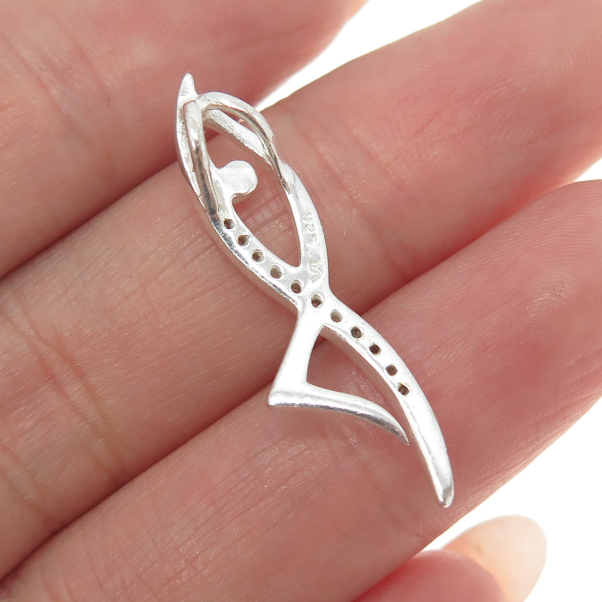 925 Sterling Silver Round-Cut Shaped C Z Slide Pendant