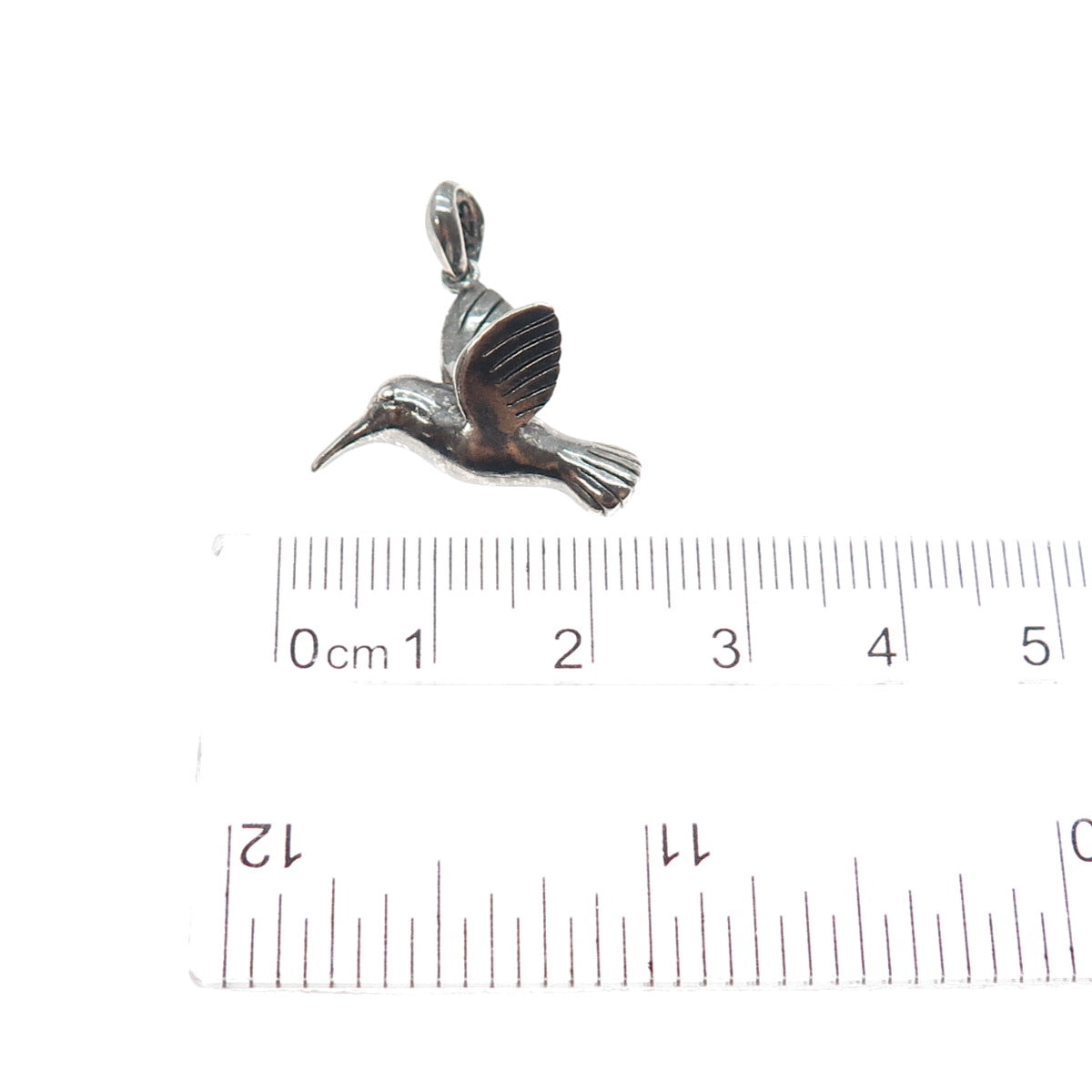 925 Sterling Silver Vintage Hummingbird Oxidized Charm Pendant
