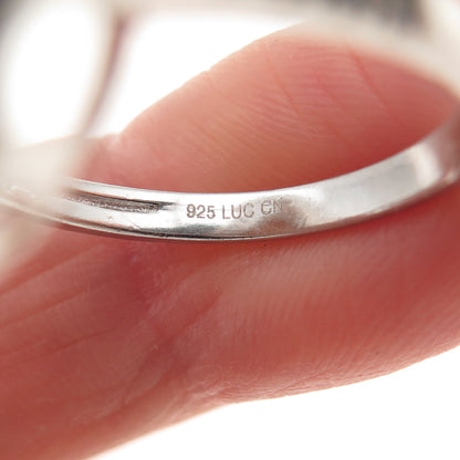 LUCAS LAMETH 925 Sterling Silver Real Citrine & White Topaz Ring Size 7.75