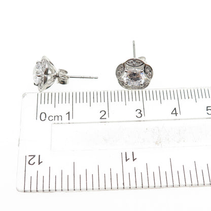 925 Sterling Silver Round-Cut C Z Sparkle Stud Earrings