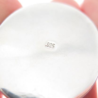 925 Sterling Silver Vintage Real Cabochon Pink MOP Charm Pendant