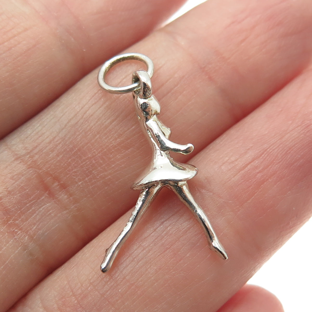 925 Sterling Silver Vintage Ballerina Dancer Girl 3D Pendant