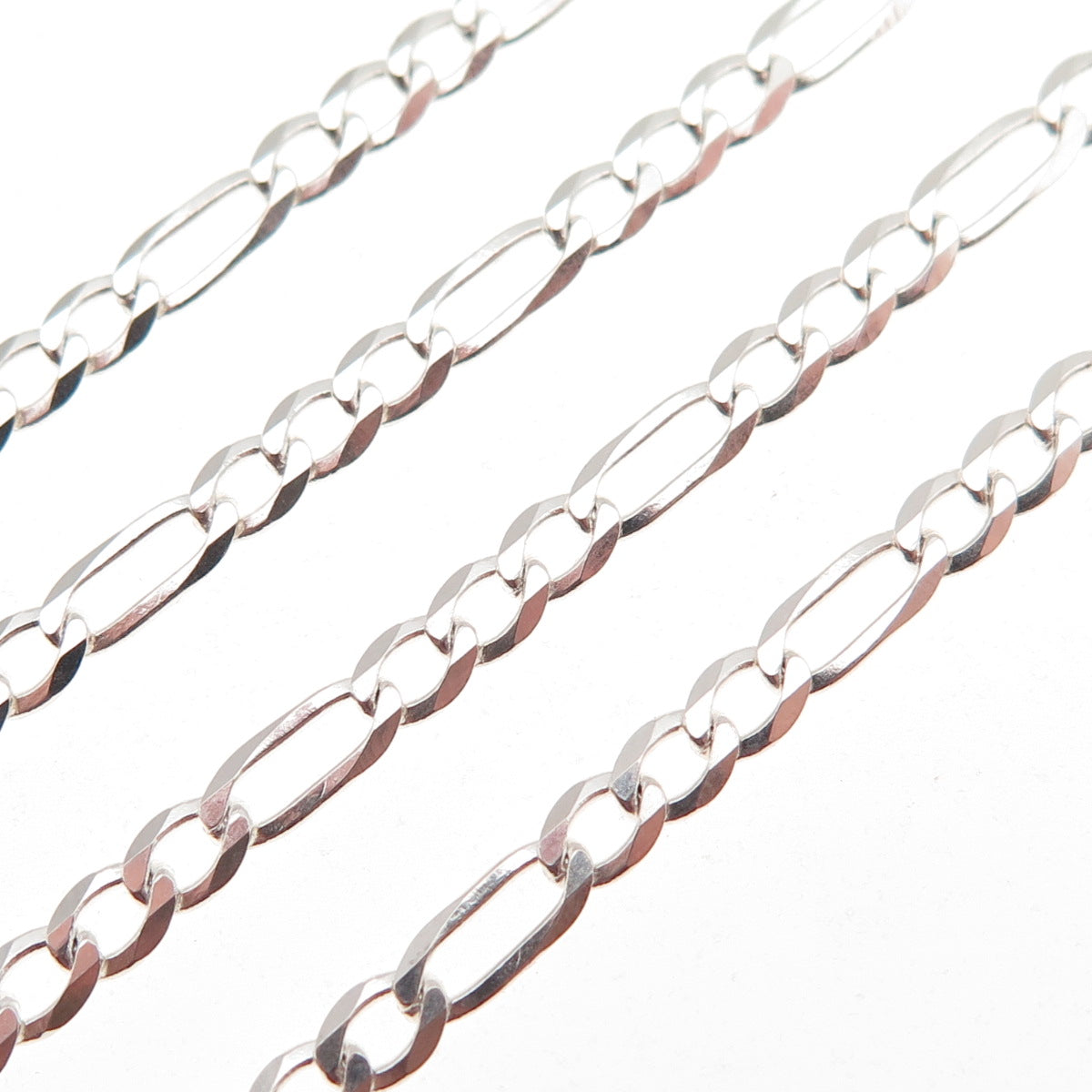 925 Sterling Silver Italy Figaro Chain Necklace 24"