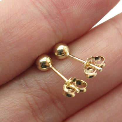 925 Sterling Silver Gold Plated Ball Stud Earrings