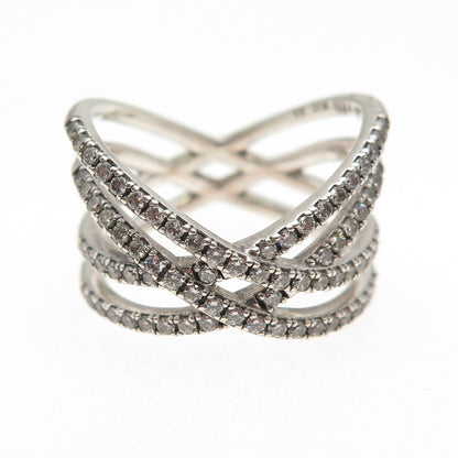 PANDORA 925 Sterling Silver Round-Cut C Z Cosmic Lines Ring Size 6.5