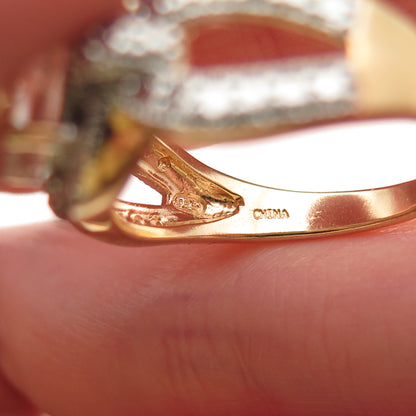 DBJ Dee Berkle Sterling Silver Gold Plated Real Oval-Cut White Topaz Ring Size 9