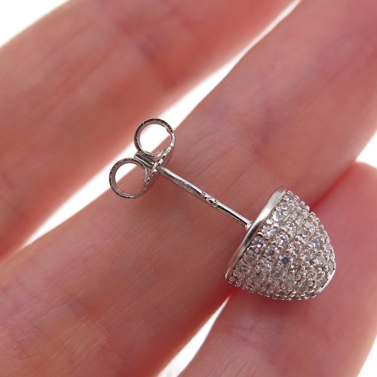925 Sterling Silver Round-Cut C Z Cone Stud Earrings