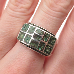 Old Pawn 925 Sterling Silver Vintage Royston Turquoise Tribal Ring Size 10