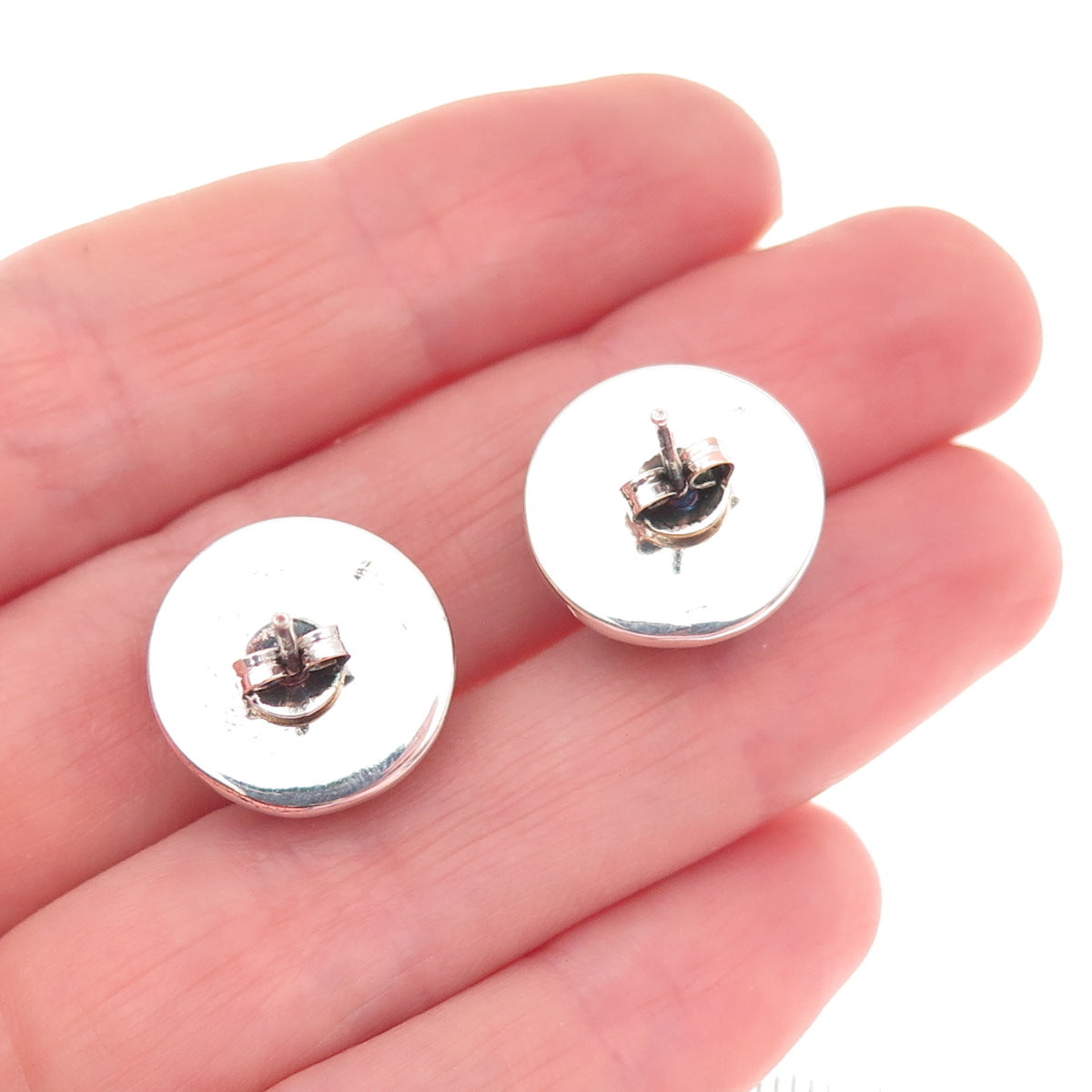 925 Sterling Silver Vintage Real Carnelian Stud Earrings