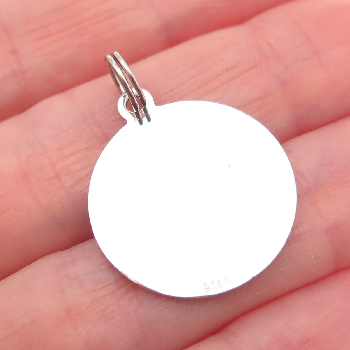 925 Sterling Silver Vintage Happy Anniversary Round Tag Charm Pendant