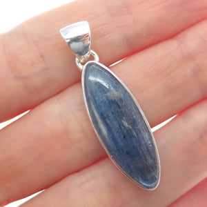925 Sterling Silver Vintage Real Marquise-Cut Kyanite Modernist Pendant