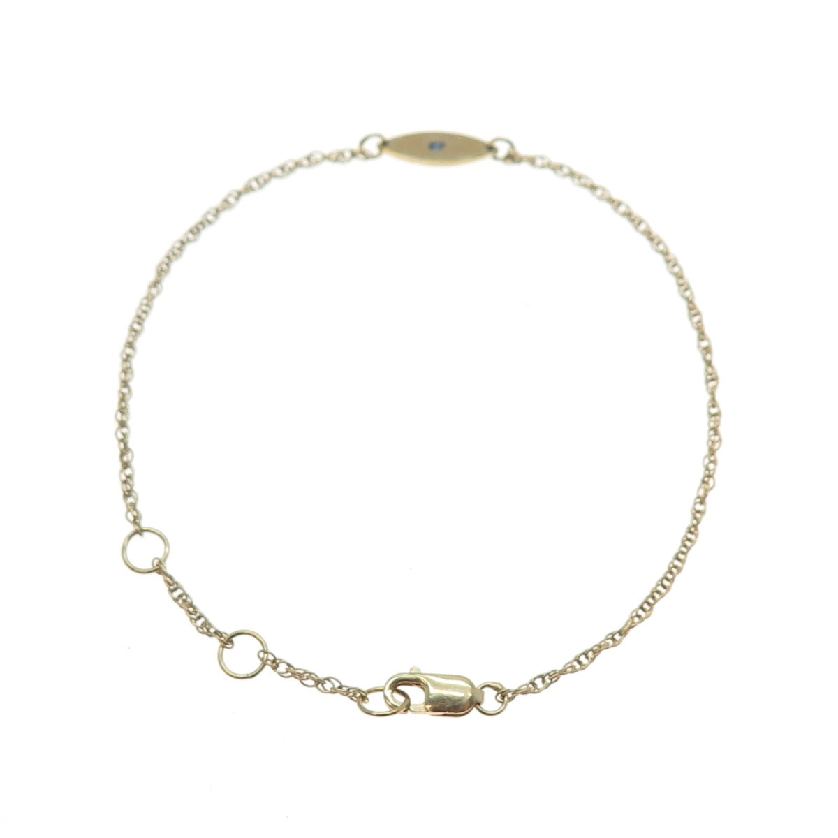 925 Sterling Silver Gold Plated Real Sapphire Evil's Eye Amulet Bracelet 7"