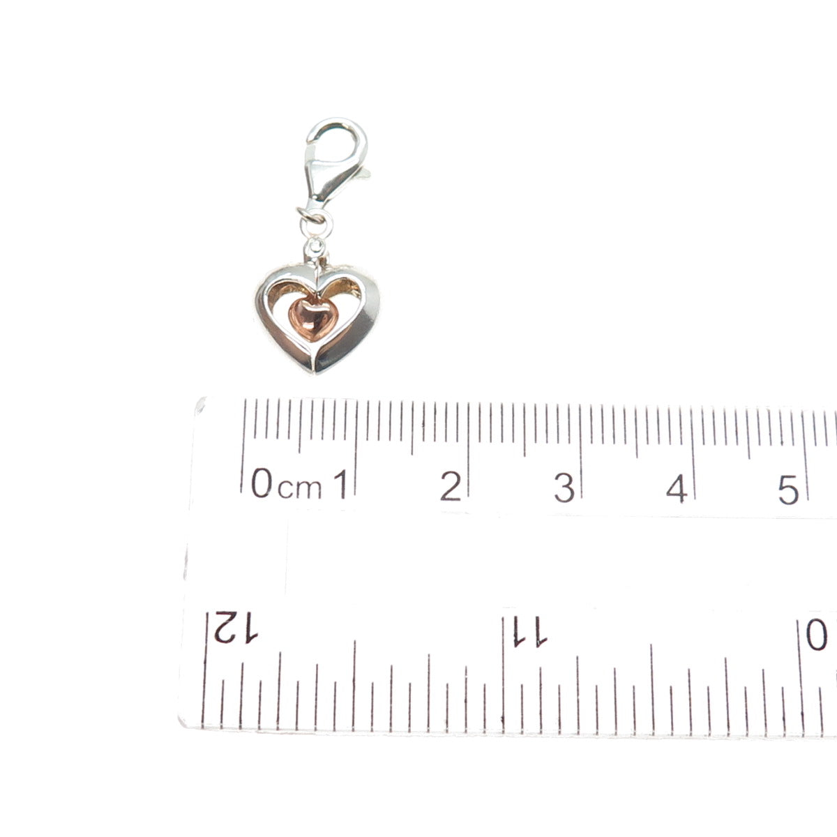925 Sterling Silver 2-Tone Vintage Transformer Heart Lobster Lock Charm Pendant
