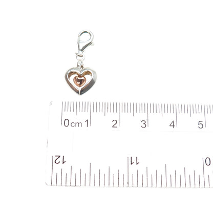 925 Sterling Silver 2-Tone Vintage Transformer Heart Lobster Lock Charm Pendant