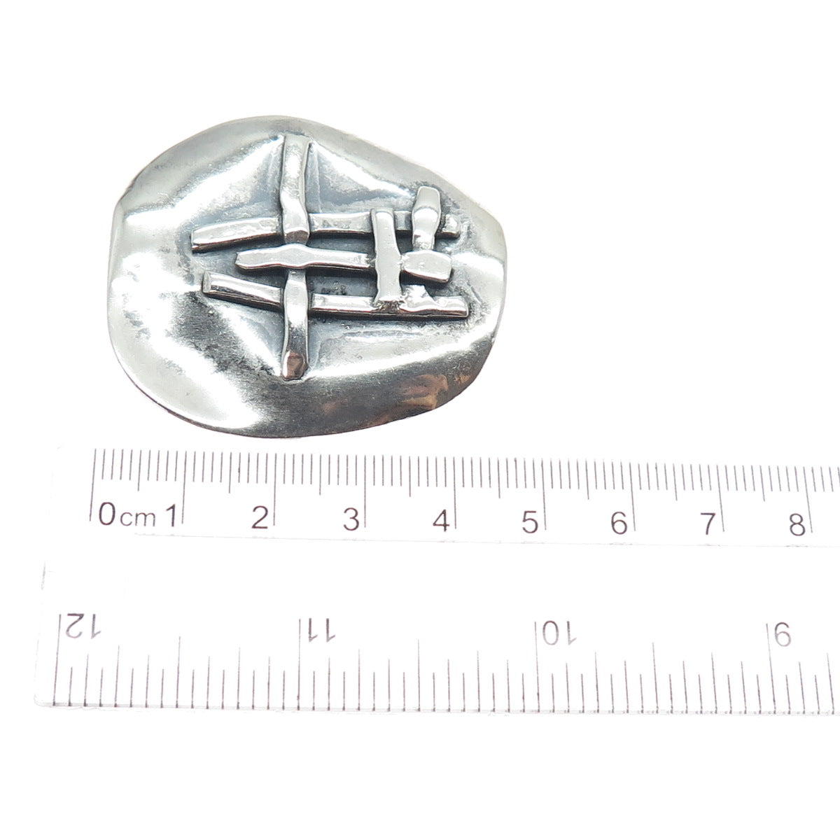 925 Sterling Silver Vintage Modernist Abstract Oxidized Pin Brooch