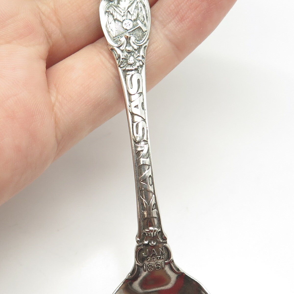 925 Sterling Silver Antique Art Deco R. Wallace Indian Chief Kansas Spoon