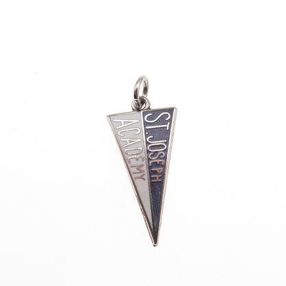 Art's Elegance Sterling Silver Vintage Enamel St. Joseph Academy Mini Pendant