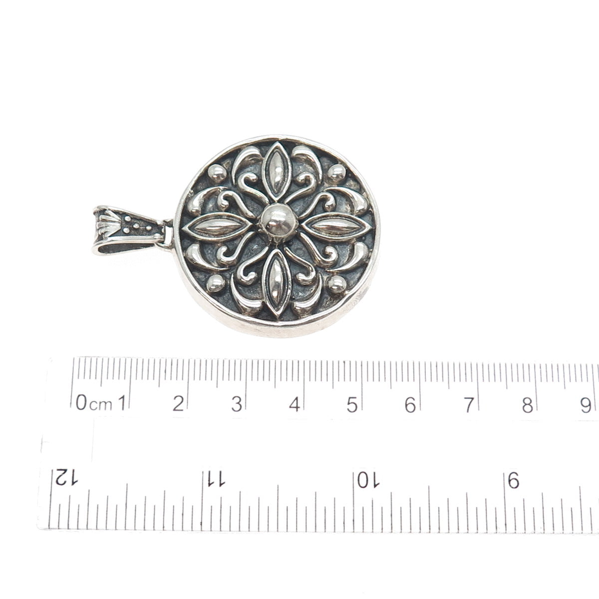 MWS Mark Wasserman Samara Sterling Silver Vintage Mexico Flower Oxidized Pendant