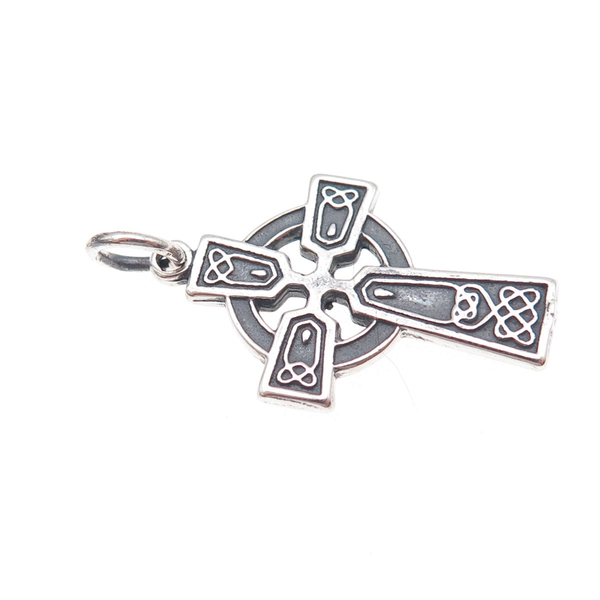 925 Sterling Silver Vintage Celtic Cross Oxidized Charm Pendant