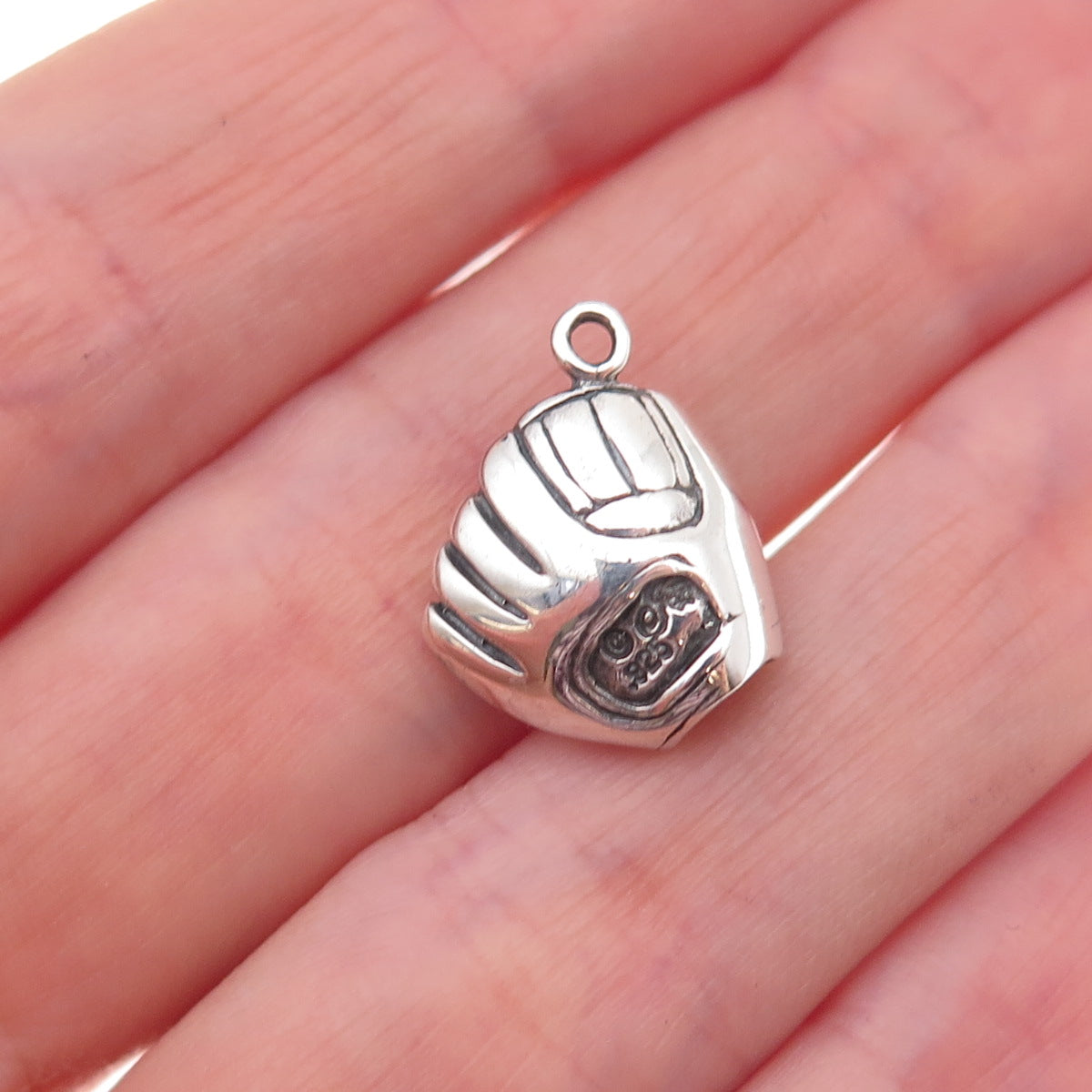 Jezlaine 925 Sterling Silver Vintage Baseball Glove Oxidized 3D Charm Pendant