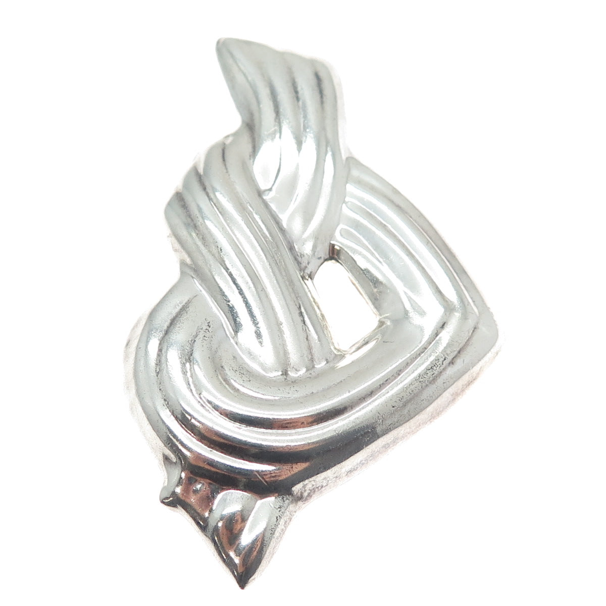 925 Sterling Silver Vintage Mexico Modernist Twisted Knot Heart Pin Brooch