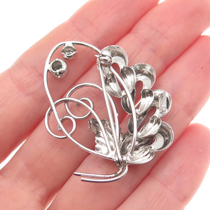 BOND BOYD 925 Sterling Silver Vintage Floral Oxidized Pin Brooch