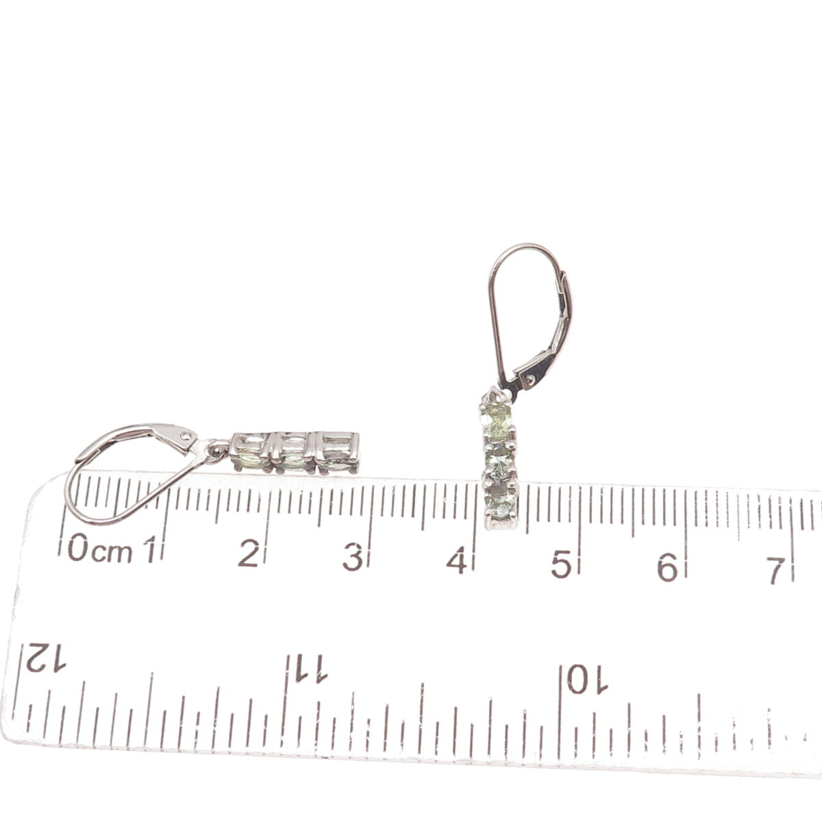 Chuck Clemency 925 Sterling Silver Real Oval-Cut Green Amethyst Dangle Earrings